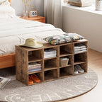 Aenuert 12-Cubby Shoe Rack, 3-Tier Wood Shoe Organizer, Multifunctional Shoe Organizer Bench for Entryway, Mudroom, Hallway, Closet,36.22 * 11.81 * 17.72 Inch,Brown - Image 5