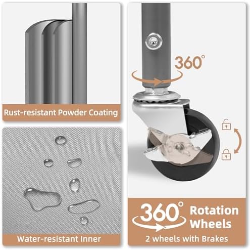 STORAGE MANIAC 120 Liters Vertical Rolling Laundry Hamper, 3 Section Laundry Sorter with Wheels and 2 Breaks, 3-tier Laundry Baskets for Small Space, Dorm, Laundry Room, Closet, Bathroom, Gray 3-tier - Image 4