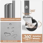 STORAGE MANIAC 120 Liters Vertical Rolling Laundry Hamper, 3 Section Laundry Sorter with Wheels and 2 Breaks, 3-tier Laundry Baskets for Small Space, Dorm, Laundry Room, Closet, Bathroom, Gray 3-tier - Image 4