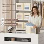 Homsorout Storage Baskets for Organizing - 6 Pack Cube Storge Bins, Foldable Storage Bins with Handle, Closet Organizers and Storage Baskets for Toys, Clothes, Beige - Image 2