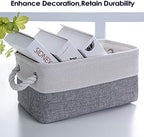 TheWarmHome Small Storage Baskets for Organizing,Storage Baskets for Shelves,Small Fabric Storage Bins W/Handles For Closet Nursery Toy Decorative Foldable (White&Grey, 11.8L*7.9W*5.2H-6 Pack) - Image 2