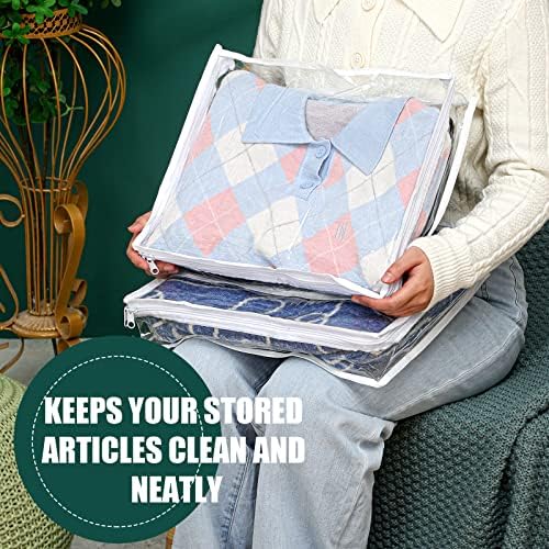 Hoolerry 6 Pcs Clear Plastic Clothes Storage Bags, 15.7 x 13.7 x 3.9 Inch - Image 4