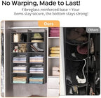5 Tier Hanging Closet Organizer, Dual Row Wardrobe Storage with Hooks, Grey - Image 5
