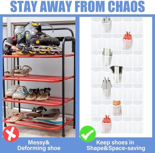 Windyun 2 Pcs 40 Pocket Over the Door Shoe Organizer, White - Image 4