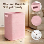 MEGASKET Large Laundry Hamper 16"x13"x22" - Tall Woven Laundry Basket, Cotton Rope Dirty Clothes Hamper, Baby Kids Nursery Wicker Laundry Basket, Bedroom Aesthetic, Soft Laundry Bin, Pink Hamper, 75L - Image 2