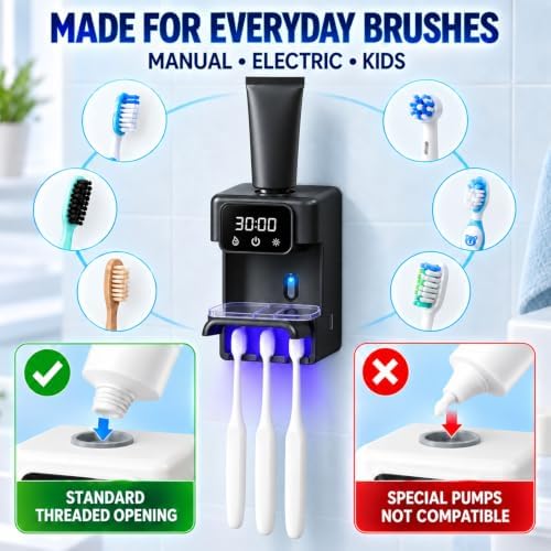 Touchless Automatic Toothpaste Dispenser Wall Mounted Kids and Adult,Black - Image 7