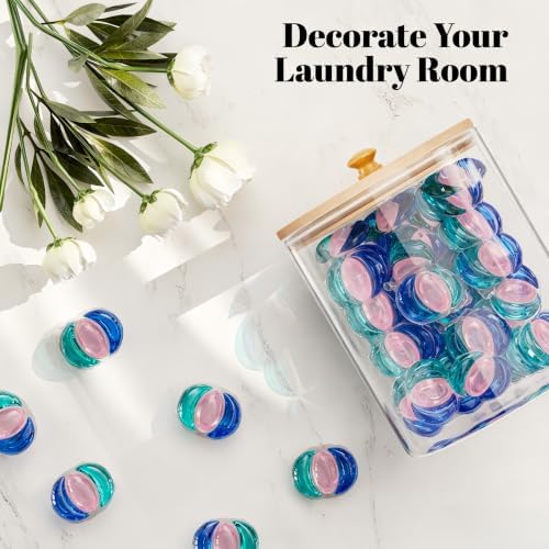 HomePekite Glass Laundry Pods Storage Container, Laundry Room Organization and Storage, Detergent Powder Container, with Wooden Lids & Labels, 4 Pack - Image 3