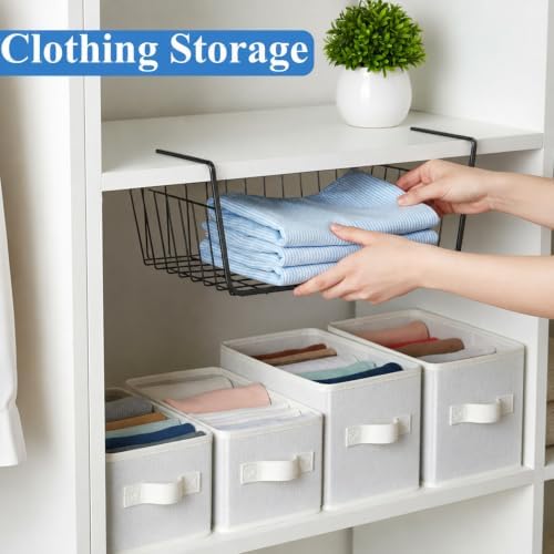6 Pcs Under Shelf Basket, Slide in Wire Hanging Storage Baskets - Image 6