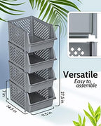 Skywin Stackable Storage Bins Open Front for Pantry Storage, 4 Pack - Grey - Image 2
