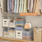 6 Tier Taller Closet Organizers and Storage, Stackable Closet Shelf Organizer with 2 Dividers for Clothes Towels Toys, Rv, Double Storage Design, Clothing Storage Basket for Wardrobe, White ﻿ - Image 5