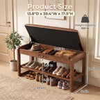 Shoe Rack Bench Solid Wood Entryway Shoe Storage Bench with Flip-Top 39.4'' - Image 2