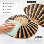 Woven Wall Basket Decor with Included Wall Hooks - Set of 4 Rattan Hanging Natural Seegrass Handmade Round Large Boho Wall Baskets Perfect Rustic Home Decoration for Kitchen Bedroom Living Room - Image 4