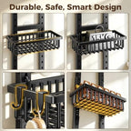 POKIPO 9 Tier Narrow Over The Door Pantry Organizer, 2 in 1 Wall Mount or Hanging Spice Rack with Adjustable Deep Basket, Heavy-Duty Seasoning Organizer and Storage for Kitchen Closet Bathroom - Image 4