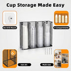Wall Mount Portion Sauce Cup Lid Organizer (Drill-Free) - Sauce Cup Dispenser, Disposable Plastic Portion Cup Holder, Fits Cups Size 2 to 5.5 oz for Kitchen Counter, Restaurant & Coffee Bar - Image 4