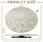 16 Inch Mother of Pearl Lazy Susan for Table Top, White Boho - Image 2