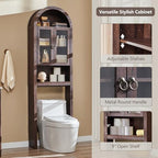 IFGET Arched Over The Toilet Storage Cabinet with Acrylic Doors,Dark Walnut - Image 5