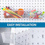 Sieral 4 Pcs Metal Pegboard Baskets Wire Organizer, Medium, Large, White - Image 4