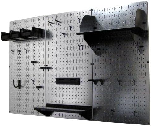 Wall Control Pegboard Organizer 4 ft. Metal Pegboard Standard Tool Storage Kit with Galvanized Toolboard and Black Accessories - Image 3