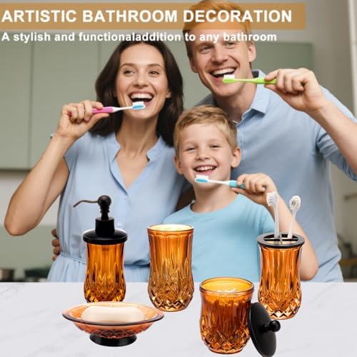 Amber Bathroom Accessories, Round Thick Glass & Zinc Alloy Pump - Image 2