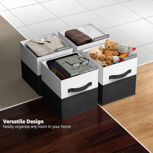 Sorbus Fabric Storage Cubes, 6-Pack Foldable Bins (Black) - Image 6