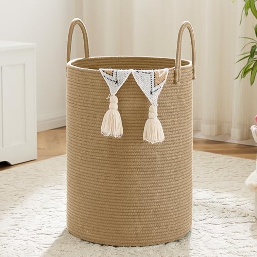 Artfeel Laundry Basket,Woven Cotton Rope Laundry Hamper,100L for Decorative Storage of Dirty Clothes,Toys and Blankets in Bathroom,Baby Room and Living Room by Artfeel