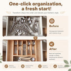 Briwooody Trim-to-Fit Silverware Drawer Organizer with 9 Compartments - Image 3