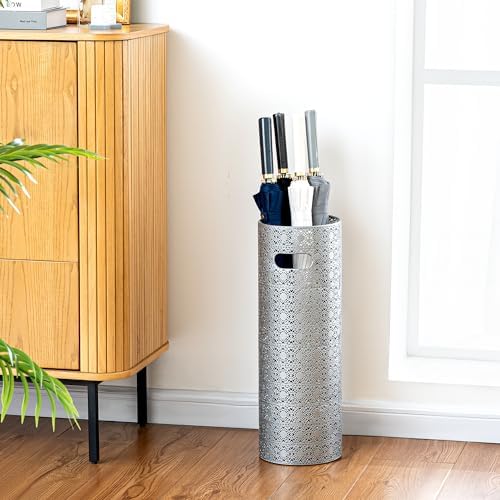 Concepts 21 inch Heavy Duty Metal Umbrella Stand - Durable Storage Holder for Umbrellas - Indoor and Outdoor Use - Stylish and Modern Organizer for Entryways. (Silver Lace) - Image 6