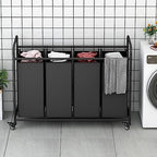 LINZINAR 4 Section Laundry Hamper, Black Laundry Basket 180L Laundry Sorter - Image 2
