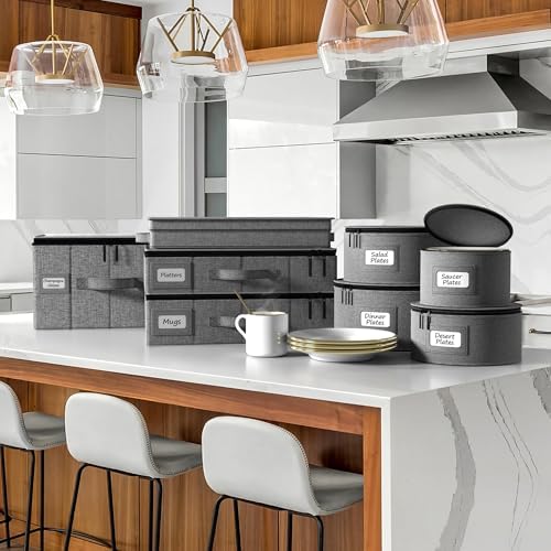 Sorbus China Storage Containers, with Lid (Bowl Plate Storage, Gray) - Image 7