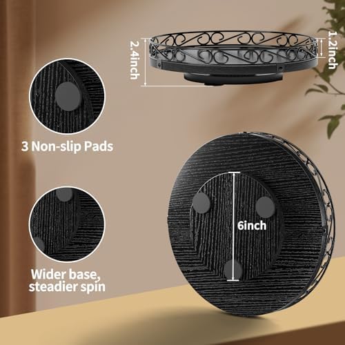 13" Lazy Susan Turntable Organizer for Table Top, Wood Lazy Susan Cabinet - Image 2