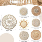 CroBlissful 7 Pcs Boho Wall Baskets Woven Seagrass Round, Vintage - Image 2