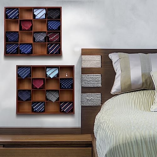 Wall Mounted Tie Rack - 16 Compartment Tie Organizer with Display Racks for Bedroom & Wardrobe - Image 4