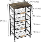 Fruit Vegetable Basket for Kitchen,5 Tier Pantry Organizers and Storage,Snack Organizer for Countertop,Pantry Cart,Metal Wire Storage Shelf Organizer Baskets for Kitchen, Pantry, Bathroom - Image 3