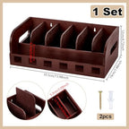 PH PandaHall Belt Organizer Box, Wooden 6 Grids Belt Rack Wall Mount Belt Display Case Tie Storage Box Neckite Rack for Closet Shelf Drawer Tie Belt Storage Organizer, 14"X7.5"X4.7" - Image 2