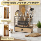 THYGIFTREE Kitchen Utensil Holder for Countertop, 2-in-1 Utensil Organizer with Drawer, Wall Mount or Counter Use, Utensil & Silverware Holder for Spatula, Cookware - Image 5
