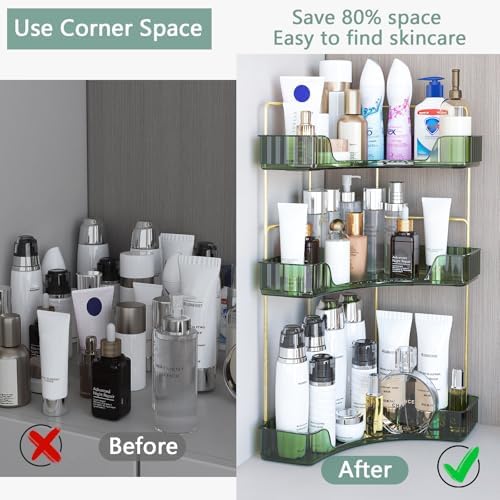 Webetop Corner Bathroom Organizer 3 Tier Makeup Countertop Shelf for Vanity - Image 4