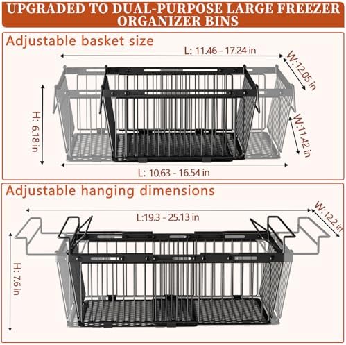 Hanging Freezer Organizer Bins for 5 to 20 Cu.Ft,Leak-Proof Bottom，4Pack - Image 2