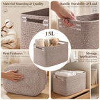 OIASKET 4Packs Natural Cotton Rope Storage Baskets for Organizing Toys, Clothes, Towels & Books, Soft Versatile Organizers for Shelves, Home Decorative Bins, 13''Lx9''Wx7.8''H, Linen Brown - Image 3