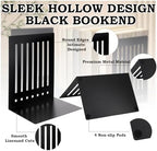 12 Pcs 10 Inch Heavy Duty Bookends Non-Skid Base, Black - Image 6