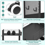 3 Tier Rolling Storage Cart Metal Utility Cart with Wheels - Image 4