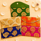 LoveNspire Brocade Fabric Money Envelopes (8 x 4 Inch) Decorative Floral Pattern Shagun Lifafa for Indian Wedding, Birthday | Cash Gift Holder & Home Savings Organizer Assorted/Pack of 10 by LOVENSPIRE