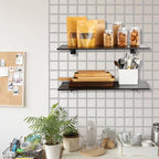 Barydat 6 Pack Wooden Gridwall Shelf with Metal Bracket 24 × 12 Inch Gridwall Shelves Heavy Duty Grid Wall Shelving Grid Wall Panel Display Organizer Accessories for Home Garage Workbench Retail Store - Image 2