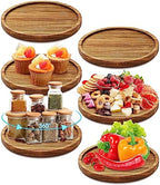 Mumufy 6 Pcs 9-inch Acacia Wood Lazy Susan Organizers for Kitchen by Mumufy
