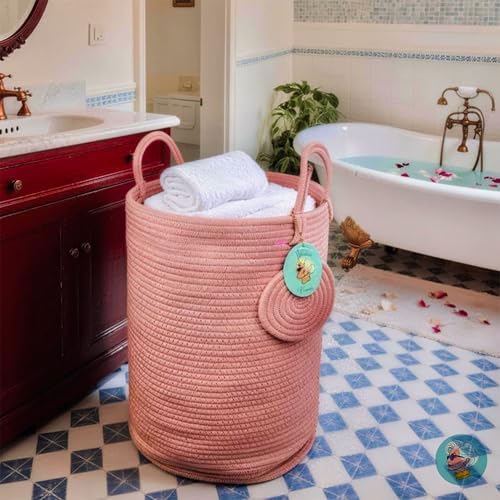 Modern Granny Extra Large Cotton Rope Laundry Hamper 16x22 Inch Dual Secure Woven Handle for Living Room Closet Clothes Blanket Organization - Image 6