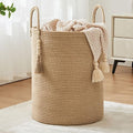 Fiona's magic Jute Rope Laundry Hamper, 58L Tall Blanket Storage by Fionasmagic