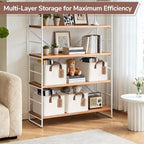 CHICVITA 4 Pack Fabric Storage Bins for Shelves, Metal Frame, 20L Beige - Image 4