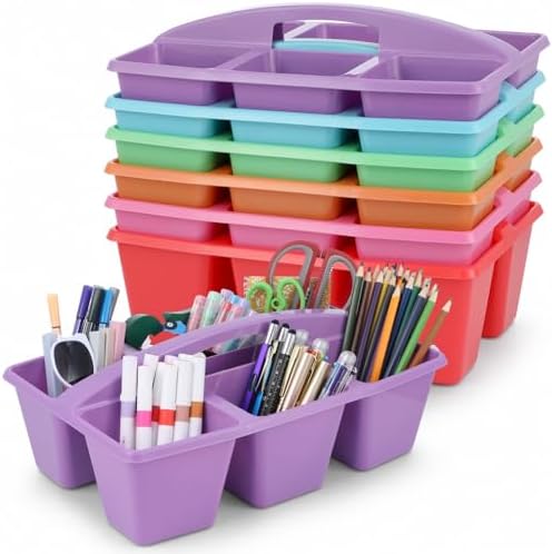 6 Pack Classroom Caddy with Handle, 6 Compartment (Rainbow) by Yakydesign