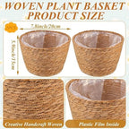 2PCS Seagrass Plant Basket for Indoor and Outdoor,Wicker Planter Basket with Liner for 6 inch Pot,Small Plant Pot Covers for Potted Plants,Rattan Storage Baskets for Rustic Boho Farmhouse Decor - Image 2
