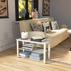 Simple Houseware Wooden Top Shoe Rack Bench for Entryway, White - Image 5