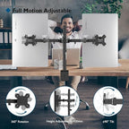 BONTEC Dual Monitor Desk Mount, 13-27 Inch, 22lbs, VESA 75x75/100x100,Black - Image 2